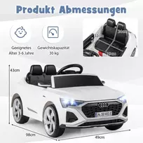 Vaikiškas elektrinis automobilis 98x49x43cm., baltos/juodos spalvos