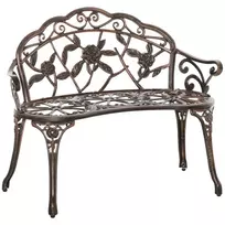 Sodo suolas 2 vietų metalinis, retro stiliaus suolas, parko suolas su gėlių raštu 100 x 54 x 78 cm, bronzos spalvos