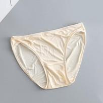 Women's Knickers Breathable Underwear Mulberry Silk Briefs Natural Panties Comfortable Low-Waist XL smėlis