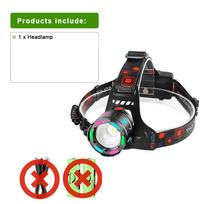 Didelės galios LED priekinis žibintas, 30 W, itin ryškus, 1000 m ilgio nuotolio įkraunamas LED žibintas su fluorescenciniu žvejybos galvos žibintu Headlamp - No Battery