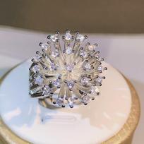 sterling silver glittering zircon dandelion ring ladies three claw zircon ring party birthday fashion jewelry gift 9