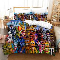 Five Nights At Freddys Quilt Covers Cartoon FNAF Printed Bedding Set Duvet Cover Game Bedroom Bed Bedclothes Pillowcases Suit EU Single-135x200cm