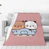 Panda Bear Bubu And Dudu Couple Blankets Soft Warm Flannel Throw Blanket Plush for Bed Living room Picnic Travel Home Sofa 75x100cm 30x40in