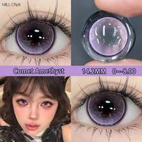 Mill Creek 2 vnt spalvoti kontaktiniai lęšiai su 14,2 mm purpurinės mėlynos spalvos natūraliais patogiais 1 metų naudojimo Cosplay Anime kontaktiniais lęšiais 0 violetinė