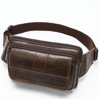 Natūralios odos vyrų „Fanny Pack“ galvos sluoksnio karvės odos lauko pečių skersinis krūtinės krepšys Retro odinis krepšys kava
