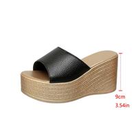Madingos Aphixta Odinės Vasarinės Šlepetės 9cm Pleištuoti Kulniukai Šlepetės Moteriškos Platforminės Mulers Sandalai Klumpės Šlepetės Didelis Dydis 43 35 juoda