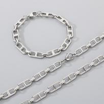 Hipster Hip Hop Japanese Chain Men'S Necklace, Popular Personality Design Pig Nose Chain Bracelet Set Accessories Bracelet 20cm
