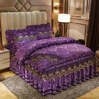 Karaliaus/Queen Size/dviejų dydžių nėriniuota lova sijonas antklodės užvalkalas pagalvės užvalkalas Keturių dalių komplektas storėjantis šiltas miegamasis Paprasta patalynė Aukštos kokybės rudens žiema Twin 4pcs