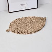 Skandinaviškas lapų padėkliukas rankomis austi katžolės izoliaciniai padėklai Pradžia Paprasti šiaudiniai valgomojo stalo padėkliukai 24x16cm