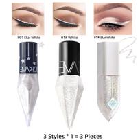 3 Styles Glitter skystų akių pieštukų rinkinys, Diamond Shining vandeniui atsparus ilgai išliekantys spalvingi akių šešėliai, metalinis skystas akių kontūro rašiklis, akių makiažo rinkinys
