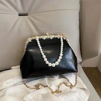 Prabangūs pečių krepšiai moterims Prancūzų mažumos Aukso kryžiaus krepšiai Pearl Chain Shell Clip Mažas krepšys