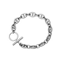 18K Gold-Plated Titanium Hip-Hop Chain Bracelet for Women - Stainless Steel OT Buckle, Trendy European & American Style, Couples Design sidabras