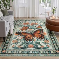 Vintage Floral Carpet Living Room Carpet Bedroom Bedside Carpet Sofa Coffee Table Carpet Hotel Homestay Decoration Carpet 80 * 120Cm