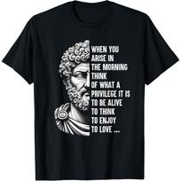 Stoic Philosopher Marcus Aurelius Shirt Motivational Quote T-Shirt S juoda