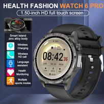 NAUJAS Išmanusis Laikrodis 6 Pro GPS Trajektorija 1,5 Colio HD Ekranas Širdies Ritmo Monitorius Bluetooth Skambučiai IP67 Vandeniui Atsparus Sporto Režimas Išmanusis Laikrodis Silver Bamboo steel+Silicone +Leather gray