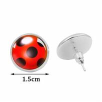 Mados Moterys Ladybug Anime Animacinių filmų stiliaus nerūdijančio plieno auskarai Papuošalai Animaciniai filmai Stiklo kupolo auskarai Dovanos