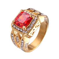 Hip Hop Gold Silver Color Colorfull Pave Rhinestone Iced Out Bling Men Rings 316L Stainless Steel Fashion Ring Male Jewelry Gift US size 7
