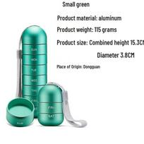 Kompaktiška metalinė savaitinė tablečių dėžutė kelionėms ir pagyvenusiems žmonėms - Patogi, Sandari, Nešiojama saugykla 42MM*155MM Medium mažos žalios spalvos