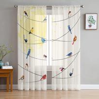 Mielos gyvūnų temos paukštis ant vielos tiulio užuolaidos svetainei, virtuvei miegamajam. 135W x 114H(cm)