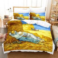 3D meniška patalynės komplektas King Monet Van Gogh stiliaus dangaus aliejinės tapybos raštas Spausduotas ant antklodės užvalkalo su pagalvių užvalkalais Karštas išpardavimas 3 vnt. EU Single 135x200cm