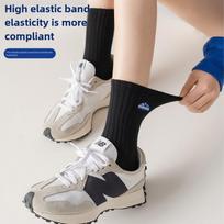 Zhuji Men's Cotton Mid-Tube Socks with Snow Mountain Embroidery - New Boys' Basketball Deodorant Long Sports Socks One Size juoda