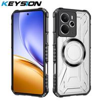KEYSION Transparent Magnetic Case for Realme 14 5G 14T Soft Silicone+PC Heavy Duty Shockproof Phone Back Cover for Realme 14T 5G for Realme 14 5G juoda