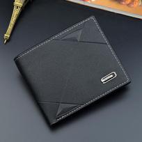 PU odinės vyriškos piniginės verslo dizaino kortelių laikiklis Piniginė Senovinė piniginė Dovanos 12cm*9.8cm*2cm juoda