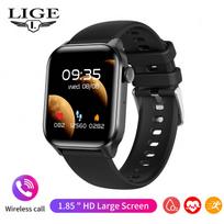 1,83  HD didelio ekrano išmanusis laikrodis LIGE juodas tinklinis diržas, vandeniui atsparus išmanusis laikrodis  Bluetooth  skambučių sveikatos stebėjimas, sportinė išmanioji apyrankė Silicone strap juoda