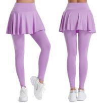 Moterų mados vienspalvis aukštu juosmeniu pakeliantis klubus jogos sijonas Fitneso sijonas lauko treniruotėms sportinių kelnių sijonas S violetinė