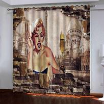 Seksuali retro nuoga panelė gražuolė mergina plona tamsėjanti lango užuolaidos vaikams miegamojo svetainės virtuvės durys namų dekoras W50 X H130(CM)X2&Hook