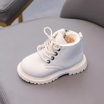 2025 Winter Kids' Fleece-Lined Leather Martin Boots: Warm Ankle Snow Boots for Boys & Girls Size 21-25 (5 pairs) balta