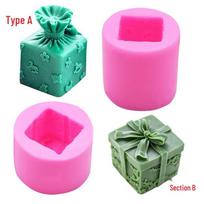 3D Kalėdinės dovanų dėžutės forma DIY aromaterapinėms žvakėms ir epoksidinės dervos ornamentams Pink B 90g