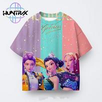Summer Casual Fashion Kids Kpop Demon Hunters Short Sleeve Boy Girls T-Shirt Anime Clothes Top 100