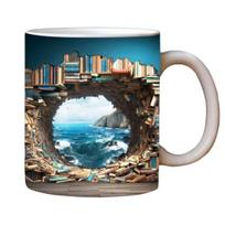 300–400 ml knygų lentynos kavos puodelis su rankena Karščiui atsparus keraminis maisto kokybės Daugiafunkcis arbatos pienas, vanduo, bibliotekos lentynos puodelis knygų mylėtojo gimtadienio dovana G