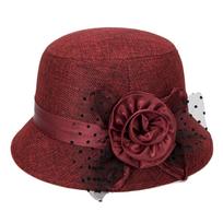 Linen Sunshade Hat Ladies Sunscreen Princess Style Large Flower Pot Hat Middle-aged And Elderly Hats One Size raudona
