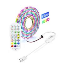 „Bluetooth“ USB 5 V LED lemputės Neoninė juosta RGB IC WS2812 Išmanioji Adresuojami pikseliai LED juostelė miegamajam Kambariui Virtuvė TV Aplinkos apšvietimas 1M/60LEDs