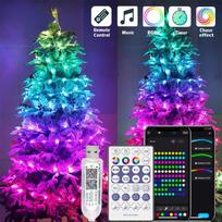 WS2812B LED girlianda Kalėdų eglutės lemputės 5m/10m BT Muzikos programėlės valdymas RGBIC Adresuojama vakarėlio dekoracija USB DC5V 5M