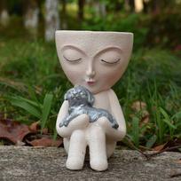 Face Flower Pot Head Unique Face Flower Pot Head Flower Pot is suitable for indoor plants cute small indoor flower pots gray