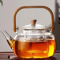 1 l japoniškas stiklinis arbatinukas su bambukine rankena – karščiui atsparus arbatinukas su arbatos plikikliu Teapot