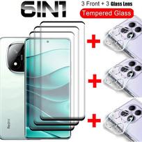 6 VNT [3+3] Lenkto krašto grūdinto stiklo ekrano apsauga + Stiklinė objektyvo plėvelė Xiaomi Redmi Note 14 Pro Note 14 Pro 5G Note 14 Pro+ POCO X7 Stiklas 6IN1 Redmi Note 13 Pro+ 5G balta