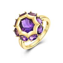 Natūralus brangakmenis Pietų Afrikos ametistas Žiedas Moteriška mada 925 sterlingų sidabro šviesūs prabangūs papuošalai jubiliejaus vakarėlis us ring size 7# violetinė