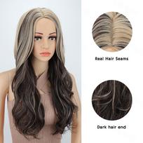 LISI HAIR Sintetiniai ilgi perukai Ombre blondinis perukas karščiui atsparus pluošto perukas moterims kasdieniniam vakarėliui 60cm