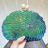 Retro Heavy Craft Beaded Embroidery Bag Shoulder Bag Crossbody Bag Clutch Bag Dinner Bag žalia