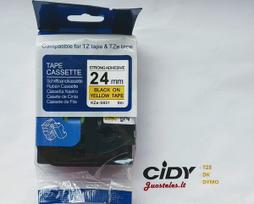 Su Brother suderinama pastiprinta juostelė CiDY TZe S651 24 mm juodas tekstas/geltona juostelė