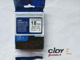 Su Brother suderinama pastiprinta juostelė CiDY TZe S241 18 mm juodas tekstas/balta juostelė