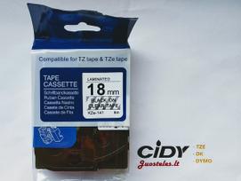 Su Brother suderinama juostelė CiDY TZe 141 18 mm juodas tekstas/skaidri juostelė