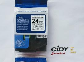 Su Brother suderinama pastiprinta juostelė CiDY TZe S151 24 mm juodas tekstas/skaidri juostelė