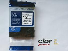 Su Brother suderinama elastinė juostelė CiDY TZe FX231 12 mm juodas tekstas/balta juostelė