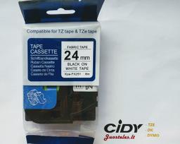 Su Brother suderinama elastinė juostelė CiDY TZe FX251 24 mm juodas tekstas/balta juostelė