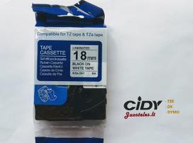 Su Brother suderinama juostelė CiDY TZe 241 18 mm juodas tekstas/balta juostelė
